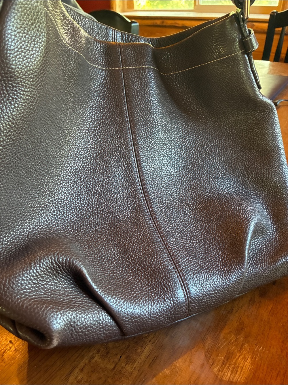 Coach Pebbled Leather Shoulder Bag in Deep Brown